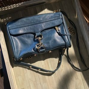 Rebecca Minkoff mini M.A.C crossbody in blue with gold hard ware
